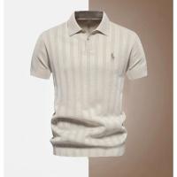 2025 primavera y verano nuevos hombres novato polo suéter de punto suéter de manga corta solapa de los hombres camiseta top - details 4