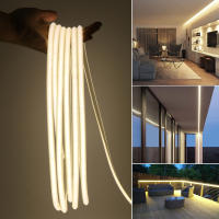 Tira de luces LED COB de neón, cinta de diodo impermeable con interruptor, enchufe de alimentación de la UE, CA de 220V, 288LED/m, FOB de alta densidad, RA90 - details 1