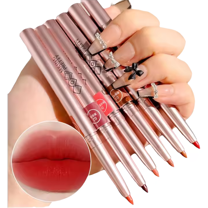 Lápiz labial mate giratorio, 6 colores, brillo duradero, resistente al agua - 1