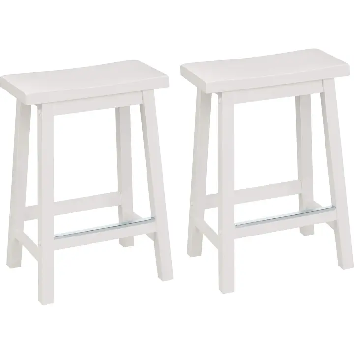 Juego de 2 Taburetes de Cocina de Madera Maciza Taburete de Bar Corto Silla de Comedor - 1