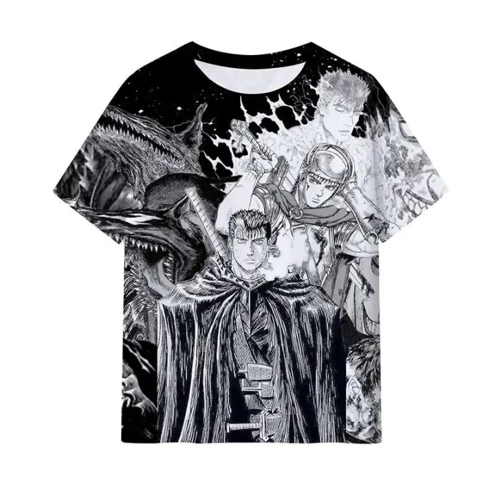 Camiseta con estampado 3D de Anime Berserk Guts para hombre y mujer, camiseta de manga corta de talla grande, Haruku Y2k deportivo de secado rápido y transpirable - 1