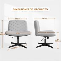 Silla de Oficina sin Reudas, Silla Piernas Cruzadas con Función Mecedora, Silla de Escritorio Ancha para Juegos, Silla de Maquillaje sin Brazos para Casa, Marfil - details 29