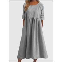 Vestido de verano de manga corta para mujer, vestidos holgados con cuello redondo - details 7