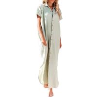 Vestido camisero con botones para mujer, traje de baño, Túnica de Bikini, Poncho de playa, Pareos de verano, elegante - details 8