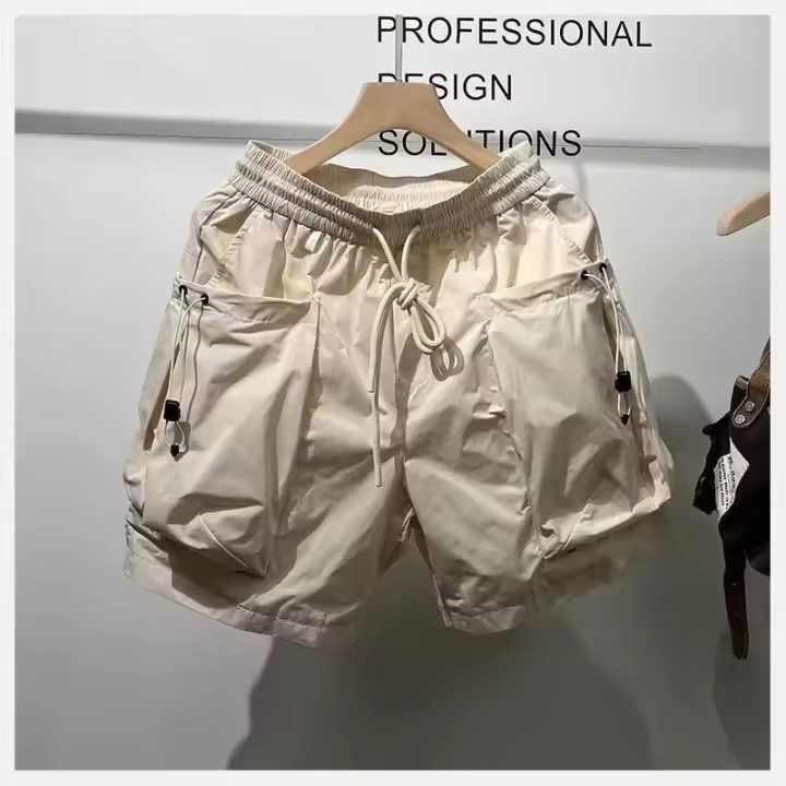 Nuevos pantalones cortos de trabajo de verano para hombre, pantalones cortos informales holgados de pierna recta de cinco piezas de estilo japonés, pantalones casuales versátiles - 1