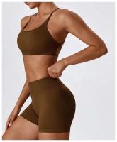 Top corto de gimnasio mejorado para yoga para mujer, sujetador deportivo ajustado sin costuras, sujetador transpirable - details 17