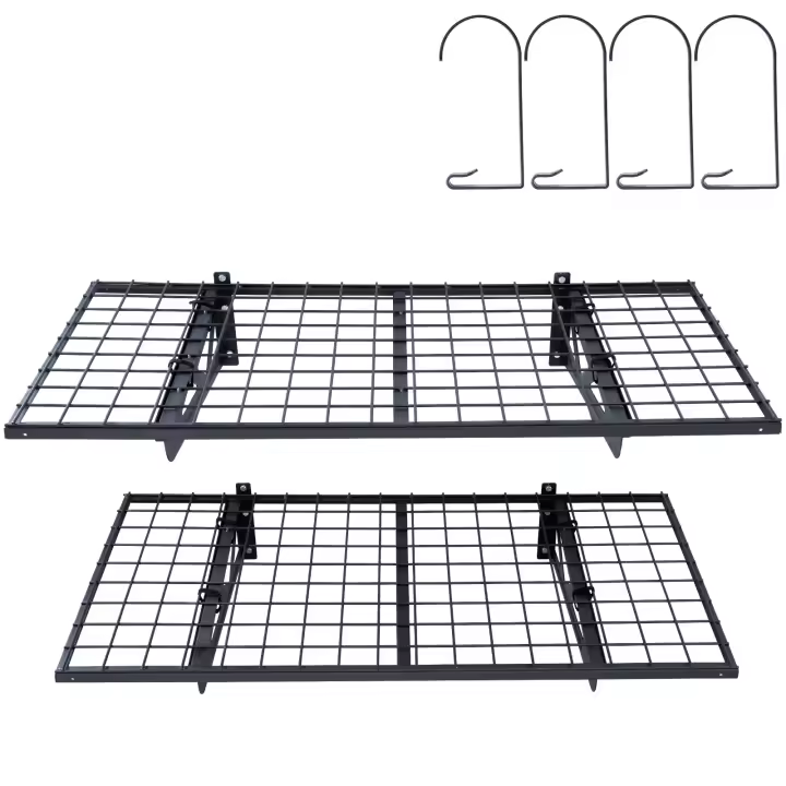 SucceBuy Estantería de almacenamiento para garaje de 4 x 2 pies - Paquete de 2. Estantes flotantes de almacenamiento para garaje de montaje en pared de alta resistencia. Capacidad de carga total de 502 libras. Ideal para tienda, cobertizo, garaje. - 1