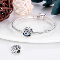 Abalorio DIY Ojo de Asilo plateado para mujer, joyería de cumpleaños, pulsera con piedra de circón principal y Material metálico - details 25