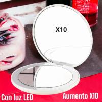 Scttomon Espejo de Bolsillo Compacto con Luz de Maquillaje Aumento 10X, Plegable de 9 cm de Diámetro, Portátil y Pequeño - details 2