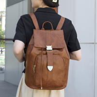 Mochila de viaje ligera de gran capacidad, Mochila De Cuero Flapover para libros, revistas y portátiles - details 4
