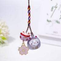 Llavero único y bonito Maneki Neko con flor de cerezo, colgante de gato de la suerte fantástico, mochila, dijes, decoración para bolso, correa para teléfono para niñas - details 3