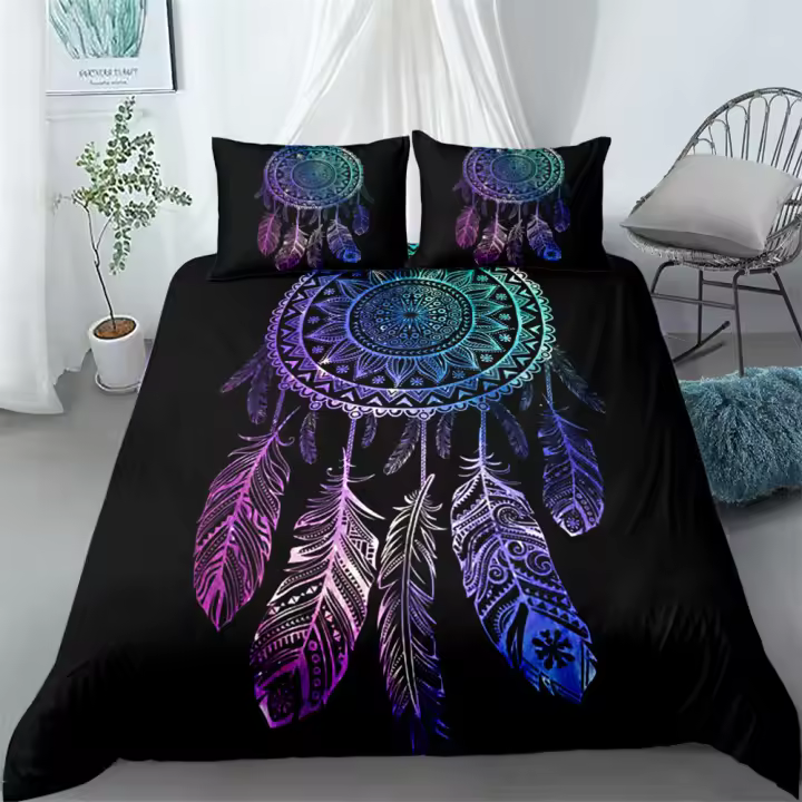Juego de cama Dreamcatcher Purple, individual, doble, Queen, King, Cal King - 1