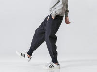 Pantalones Harem De Algodón Y Lino Para Hombre Con Cintura Elástica Estilo Casual Pantalones Drop-Crotch Baggy Callejeros Para Todos Los Días - details 9