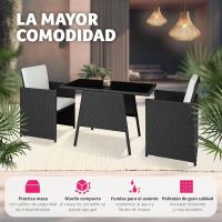 Aluminio, Muebles de Jardín Exterior Resistentes a la Intemperie, 2 Sillas con Cojines, Mesa de Cristal, Apilables, Fundas Extraíbles - details 2
