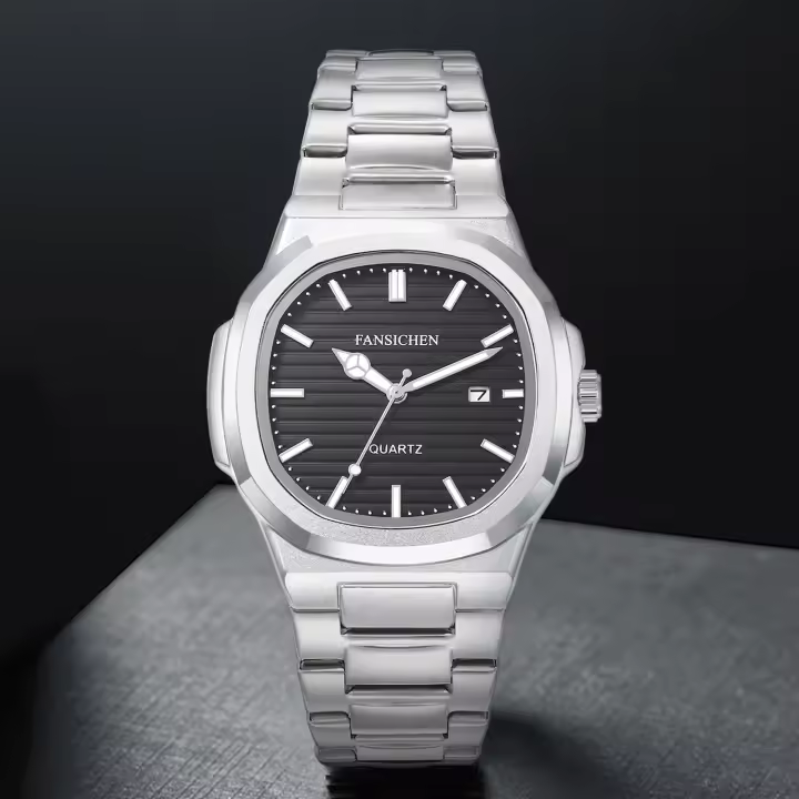 Reloj Náutilo Clásico para Hombres Cuarzo Resistente al Agua 3ATM, Esfera con Brillo Nocturno y Calendario, Correa de Aleación de Zinc Estilo Elegante para Oficina y Eventos Formales - 1