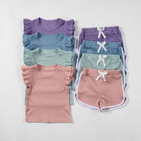 Conjunto De Verano Para Bebé Niña 2024 Shorts Y Camiseta Cómodo Transpirable Ropa De Casa Estilo Casual Sin Mangas Cuello Redondo - details 16