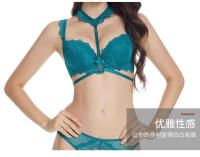 Nuevo conjunto de moda sexy con encaje bordado, cuello halter y lencería de dos piezas. - details 12