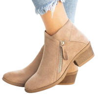 Botines de Tobillo Grueso de Talla Grande Puntiaguda, Lado con Cremallera, Perfecto para Jeans, Abrigo de Trench, Pantalones de Tobillo - details 5