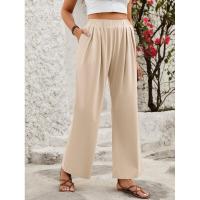 Pantalones sueltos y cómodos de pierna recta, pantalones de mujer con cintura elástica para - details 14