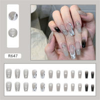 Uñas artificiales de mariposa para mujer, manicura Popular de 24 piezas, larga presión, decoración artesanal - details 1