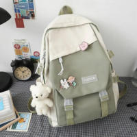 Bolsa de Libros de Nylon Impermeable para Adolescentes, Mochila Universitaria de Gran Capacidad, Mochila Escolar de Moda para Es - details 6