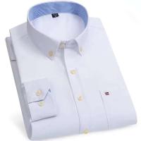 Camisa de manga larga para hombre de primavera y otoño 100% algodón Oxford Stripe Home Casual Large 5XL-6XL-7XL - details 8