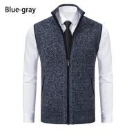 Suéter sin mangas de punto para hombre, cárdigan de terciopelo de lana con cremallera, jerséis de cuello alto, Chaleco de punto - details 16