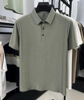 Camiseta de manga corta sin costuras Ice Silk para hombre, resistente y sin arrugas. Polo de verano con cuello business, holgado y fino, - details 4