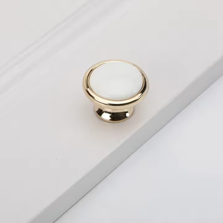 Tirador de puerta de muebles, tirador de puerta de armario, pomo de puerta de armario, multiusos, de lujo, Retro, blanco + dorado - 1