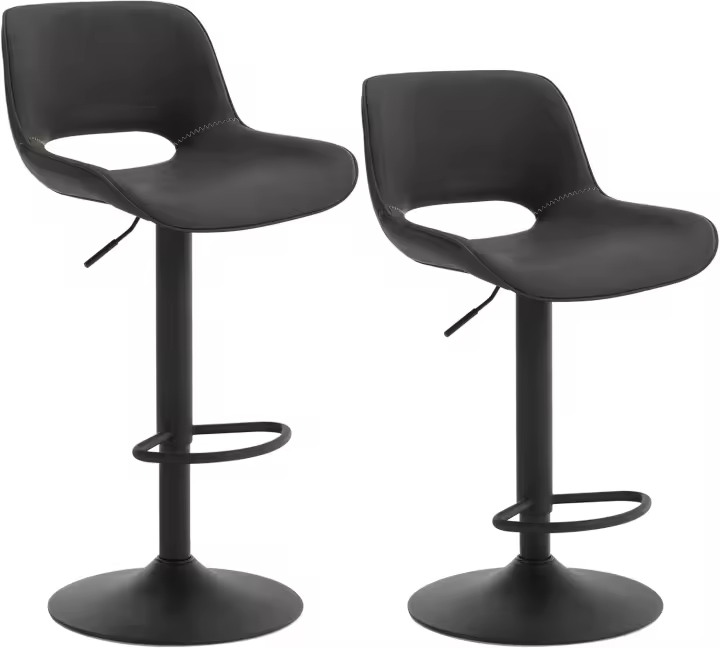 Taburetes de Cocina Altos Giratorios de Cuero Artificial Altura Ajustable Marrón - 1