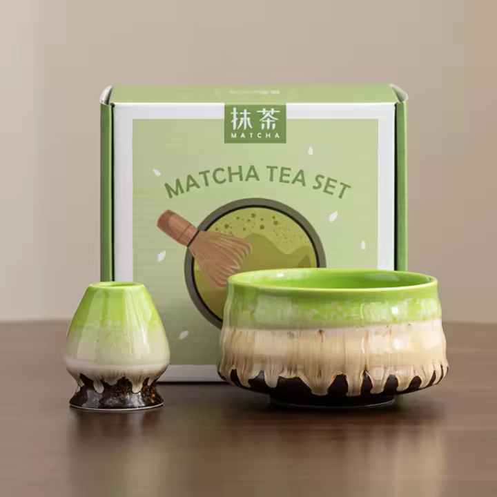 Con pico Matcha, juego de cuencos Matcha de 2 piezas, soporte para tamiz de cerámica, juego de té Matcha, accesorios para juego de té, herramientas para hacer té de la dinastía Song - 1
