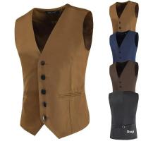 Chaleco de traje informal a la moda para hombre, estilo europeo americano, ajustado, versión coreana, suaviza tu silueta, Color sólido - details 0