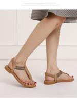 Sandalias de punta para mujer, nuevo estilo 2025, estilo étnico bohemio, combinación de colores simple, zapatos romanos de viaje retro - details 4