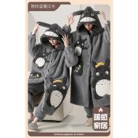 Camisón de felpa grueso y cálido para hombre y mujer, bata larga de vellón, ropa de dormir de gato Kawaii para parejas, Invierno - details 1