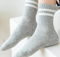 Calcetines de algodón para niños y niñas, medias de colores sólidos y rayas, lote de 6 pares - details 2
