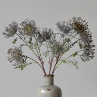 Flor de cojín Artificial de 63cm, 3 cabezas, garra de cangrejo realista, flor de crisantemo, tacto Real, flores falsas hechas a mano para sala de estar - details 12