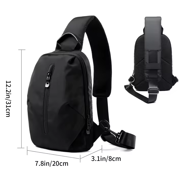Bandolera impermeable de nailon para hombre, bolso de pecho con correa ajustable, antirrobo, para viajes deportivos - 1