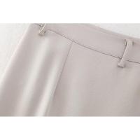 BUNO-Vestido Midi elegante con bolsillos lisos para mujer, vestido elegante sin mangas con cuello redondo, vestidos ajustados con abertura para ir al trabajo, batas acampanadas lisas 2025 - details 13