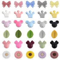 10 unids/lote Mini cuentas de silicona lazo corona hoja flor para fabricación de joyería DIY cadena de chupete accesorios de pulsera - details 0