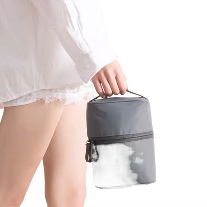 Bolsa de lavado de gran capacidad con cremallera, Color crema, organizador de viaje, bolsas de almacenamiento coreanas, bolsa de aseo para mujer, bolsa cilíndrica para cosméticos - 1