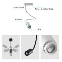 Luz de pista con cuello de cisne ajustable, lámpara de pared de techo con Ángulo de haz ajustable, Zoom, tienda de ropa, zapatos, galería de exposiciones - details 8