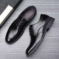 High Quality Formal Leather Men Dress Shoes Breathable Mens Casual Shoes Italian Luxury Brand Lace-Up Non-slip Men Driving Shoes - details 9