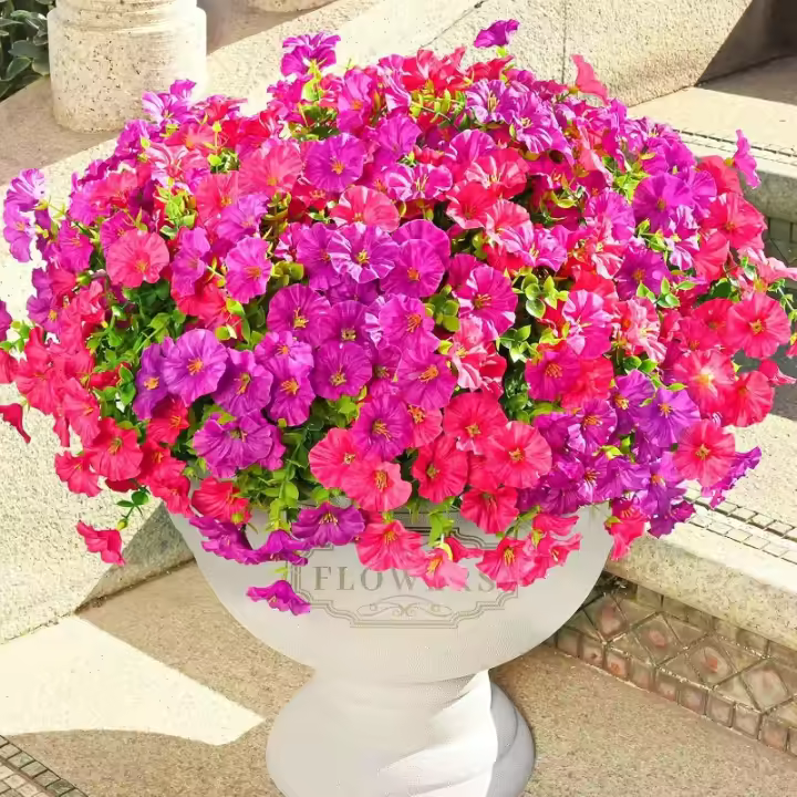 Flores Artificiales para Exteriores 14 Paquetes de Flores Falsas Resistentes a Rayos UV para Decoración de Jardín Patio Porche - 1
