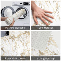 Alfombra de Baño en Mármol Dorado y Blanco Suave y Antideslizante para Interior y Exterior Alfombra Absorbente Personalizada para Decoración del Hogar - details 1