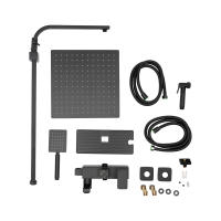 Sistema de ducha de acero inoxidable 304, juego de ducha de lluvia para baño negro, montaje en pared para casas, hoteles, escuelas, Apartamentos - details 13