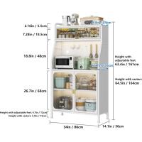 Armario de cocina, mueble auxiliar, aparador de 5 niveles, con orificio para cables, ganchos, ruedas, puerta magnética - details 22