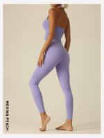 Pantalones largos ajustados de Yoga para mujer, mallas para correr a la moda, color melocotón móvil - details 18