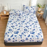 Sábana de Cama Impresa con Flor Azul Funda de Almohada de Lino Reactive para Cama Individual/Reina/Rey Protector de Almohada de Tela Elástica - details 1