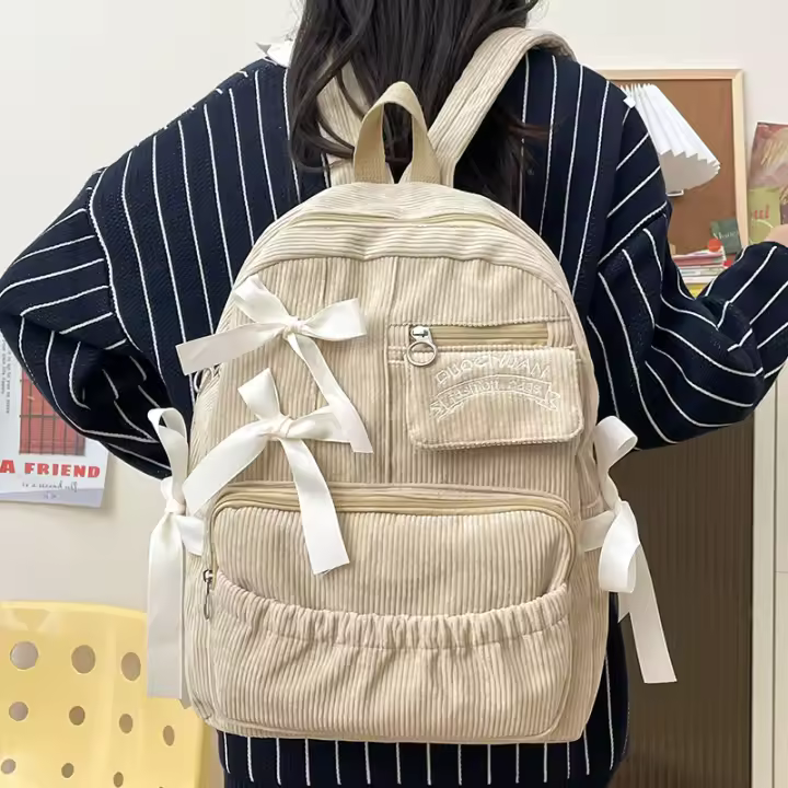 Mochila Urbana Sencilla de Nylon Bolso Escolar y Lazo para Estudiantes Universitarios y de Secundaria Material de Forro de Nylon - 1