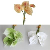 4 Uds. De artesanías de plantas, ramo de anturio de tacto Real, ramo Artificial Flexible hecho a mano para Navidad - details 0